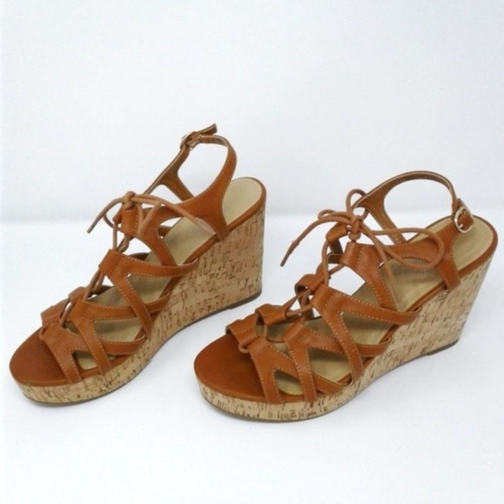 Diba London Abbey faux-leather laced wedges